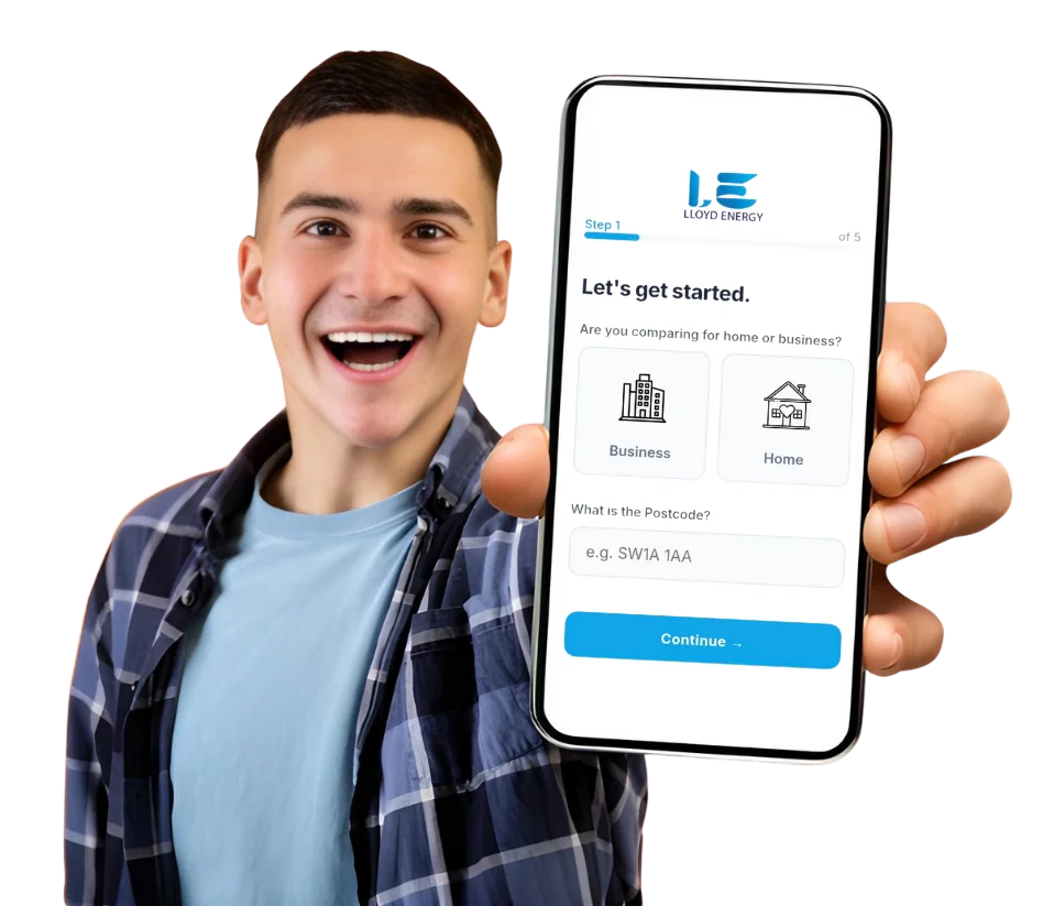 Lloyd Energy Business Customer holding phone